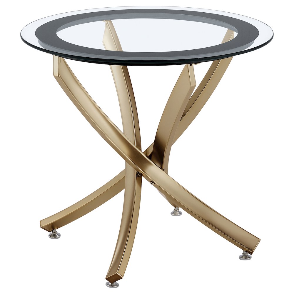 Brooke 2-piece Round Glass Top Coffee Table Set Brass. Picture 3