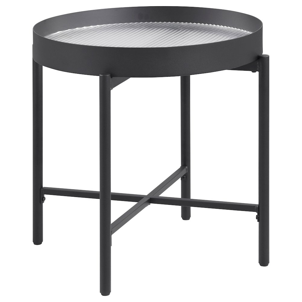 Ozella Round End Side Table with Recessed Top Sandy Black. Picture 1