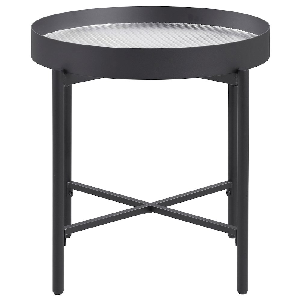 Ozella Round End Side Table with Recessed Top Sandy Black. Picture 3