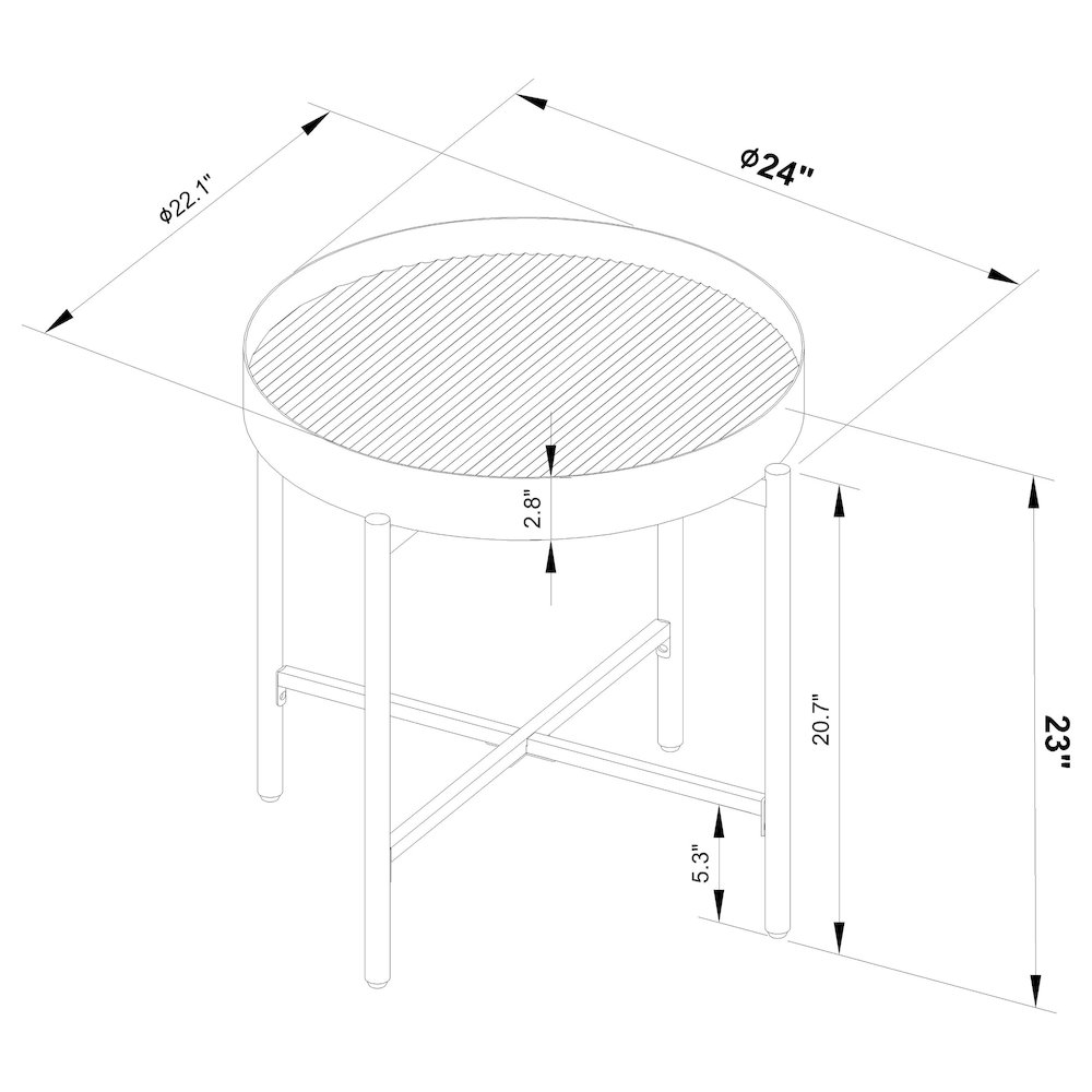 Ozella Round End Side Table with Recessed Top Sandy Black. Picture 4