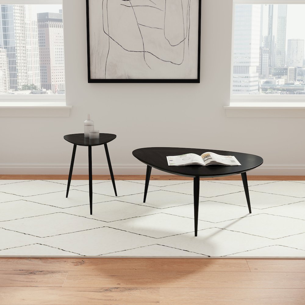Odessa Triangular Solid Wood End Table Black. Picture 12