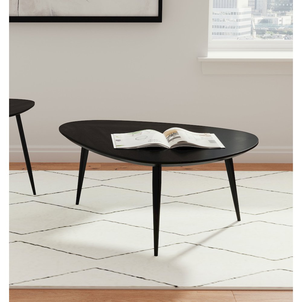 Odessa Triangular Solid Wood Coffee Table Black. Picture 10