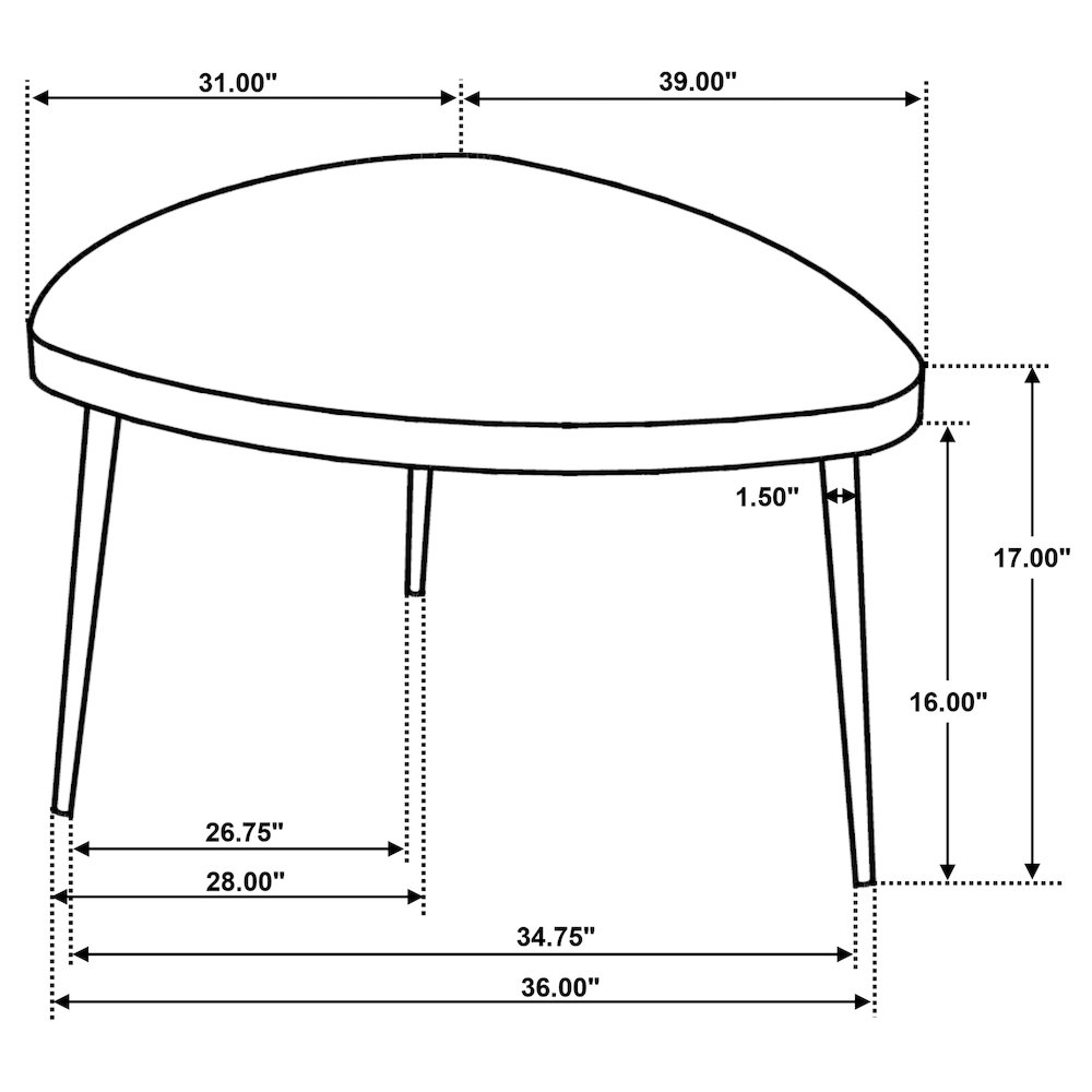 Odessa Triangular Solid Wood Coffee Table Black. Picture 14