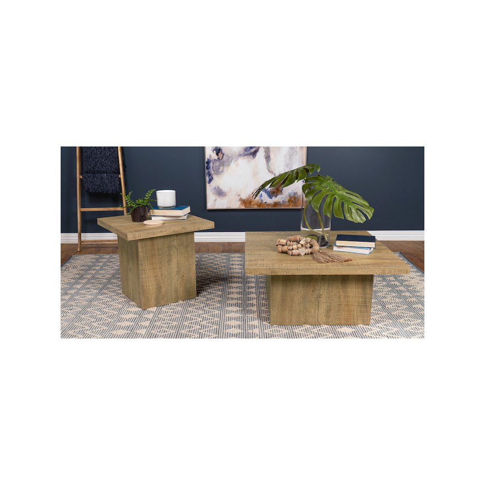 Devar Square Engineered Wood Coffee Table Mango Brown. Picture 7