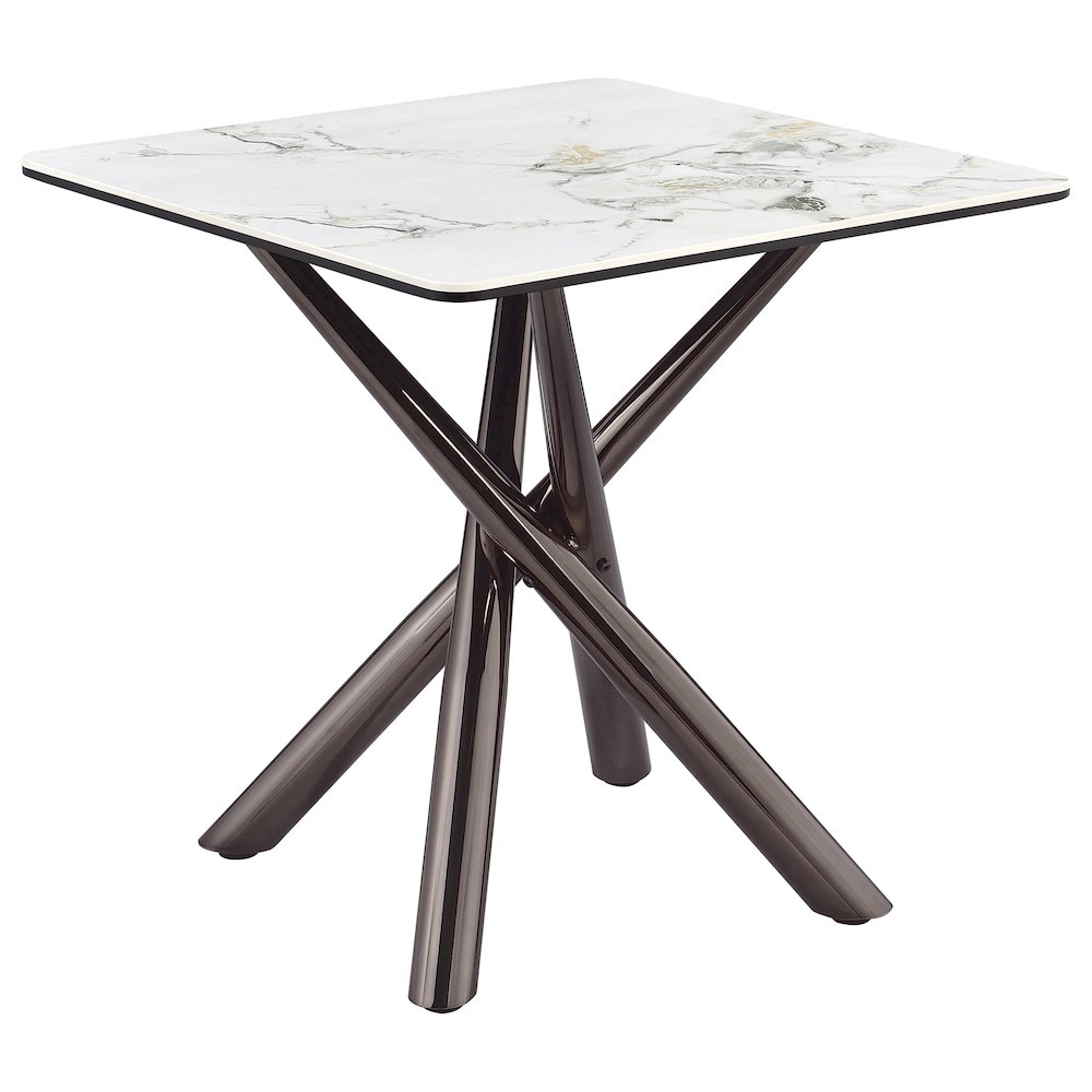 Carvell Square Sintered Stone End Side Table Mirage White. Picture 2