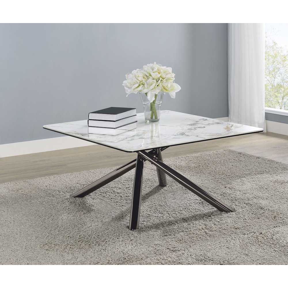 Carvell Square Sintered Stone Top Coffee Table Mirage White. Picture 4
