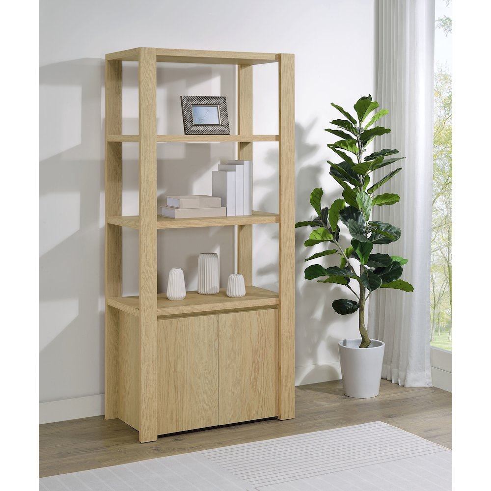 Laurelton 3-shelf Media Tower Tall Pier Cabinet Light Oak. Picture 2