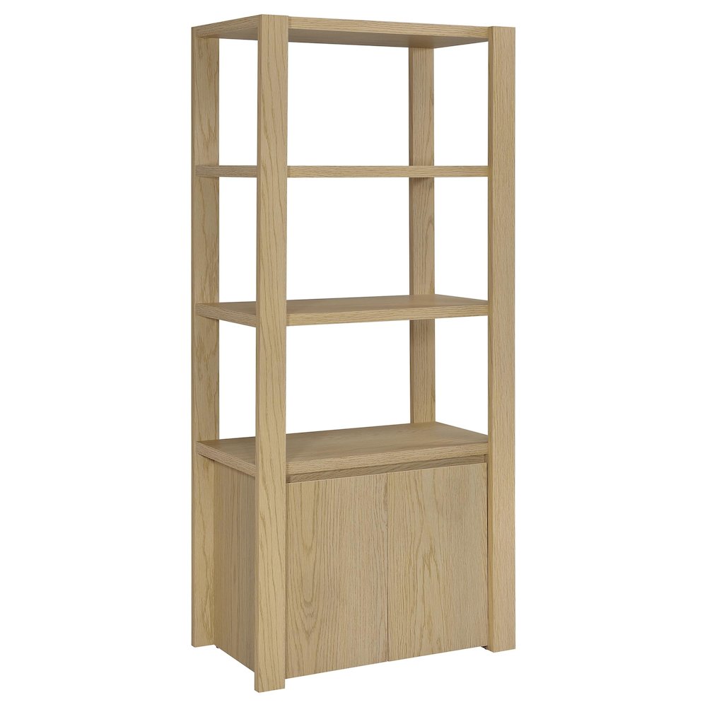 Laurelton 3-shelf Media Tower Tall Pier Cabinet Light Oak. Picture 1