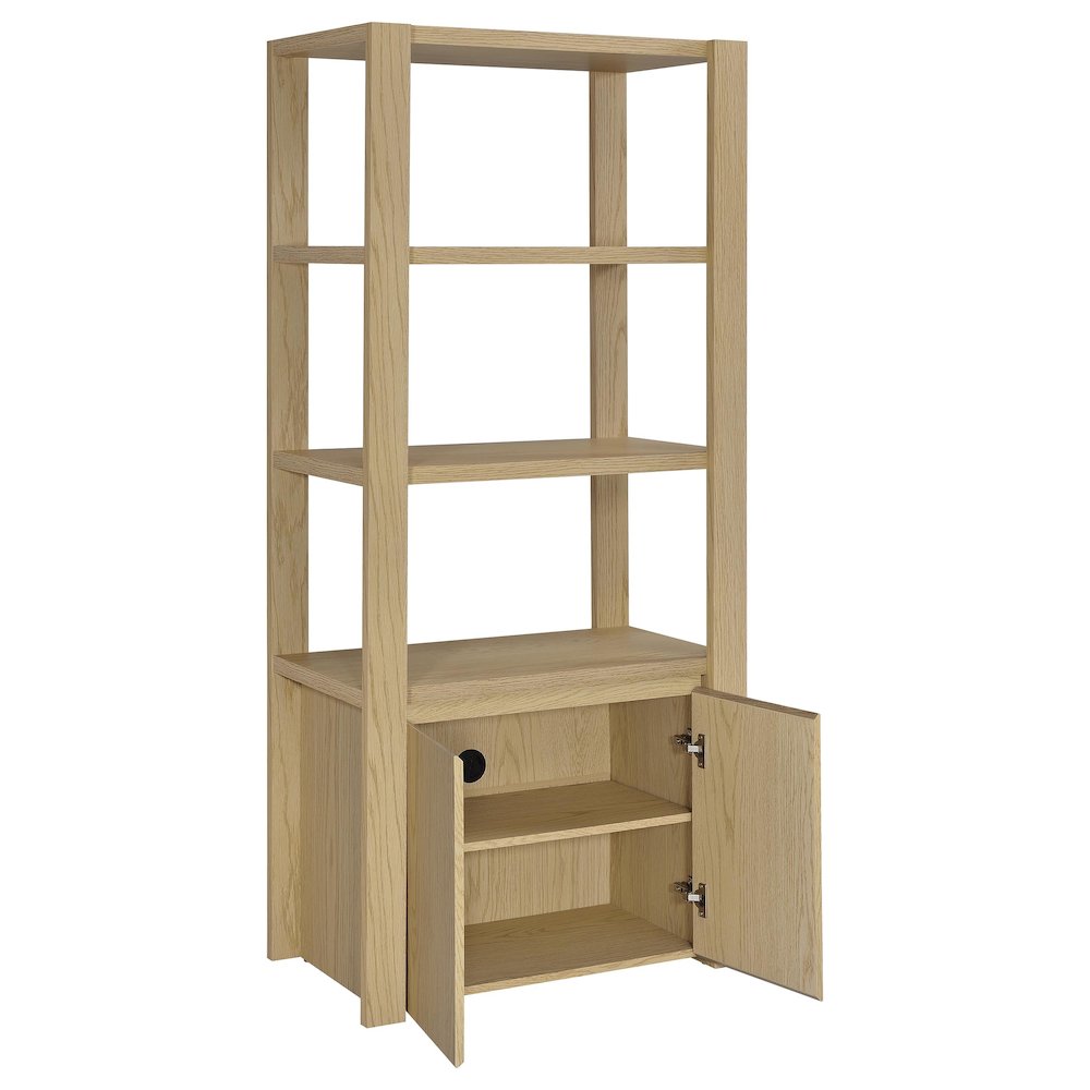Laurelton 3-shelf Media Tower Tall Pier Cabinet Light Oak. Picture 3