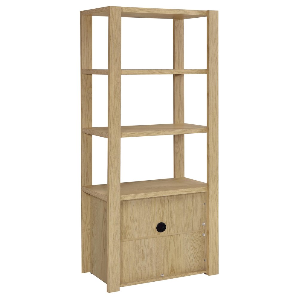 Laurelton 3-shelf Media Tower Tall Pier Cabinet Light Oak. Picture 7