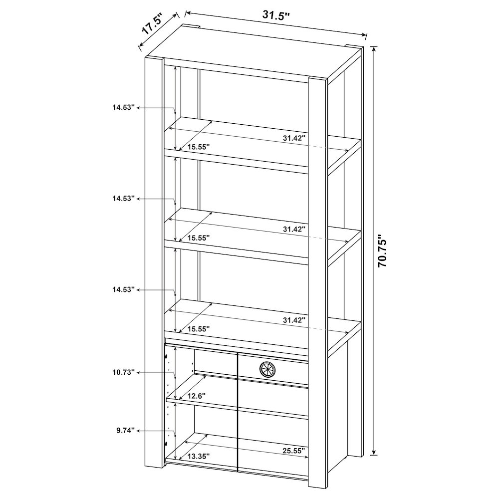 Laurelton 3-shelf Media Tower Tall Pier Cabinet Light Oak. Picture 11