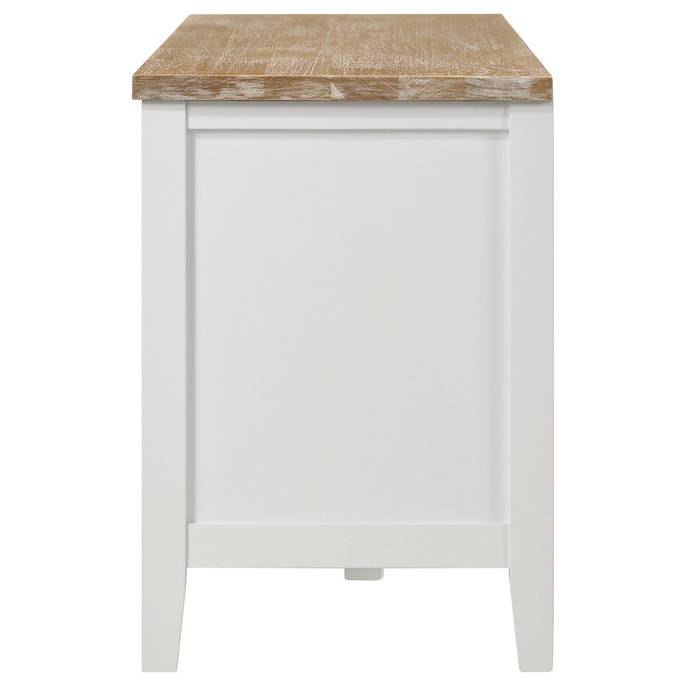Hollis 2-door Wood 67" TV Stand with Drawer Brown and White. Picture 5