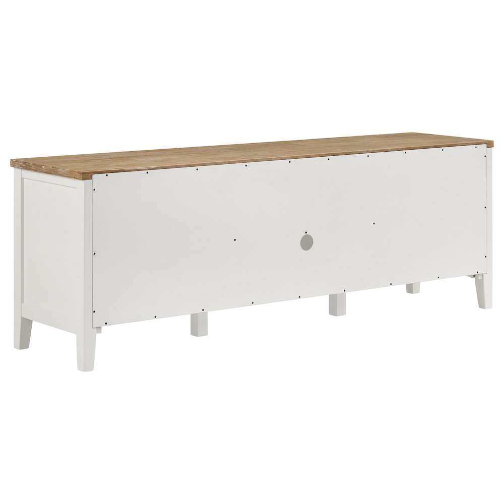 Hollis 2-door Wood 67" TV Stand with Drawer Brown and White. Picture 6