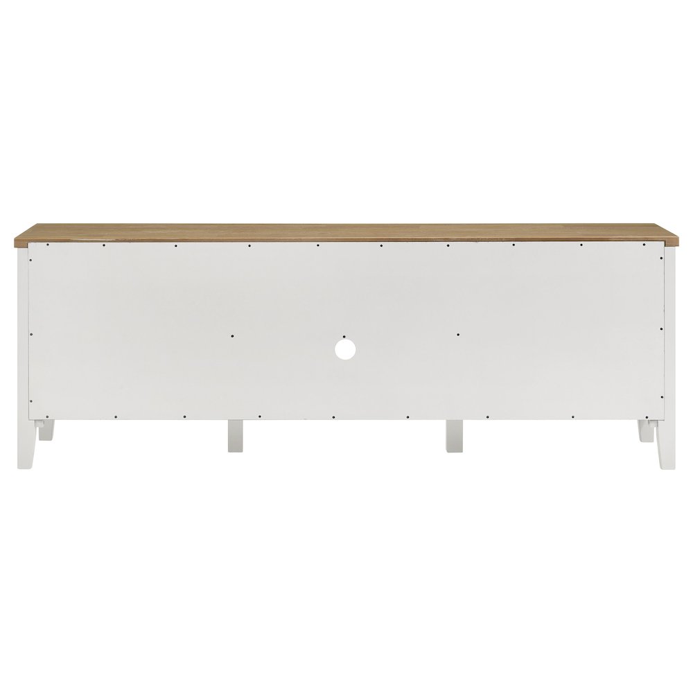 Hollis 2-door Wood 67" TV Stand with Drawer Brown and White. Picture 7