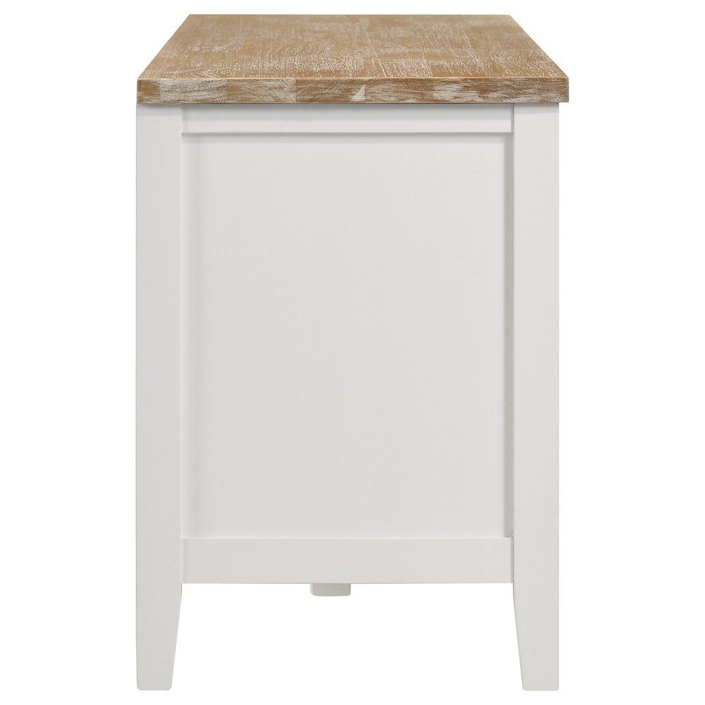 Hollis 2-door Wood 67" TV Stand with Drawer Brown and White. Picture 8