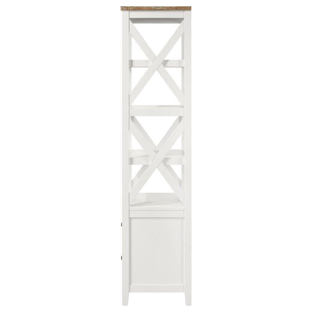 Hollis 4-shelf Wood Media Tower with Drawers Brown and White. Picture 5