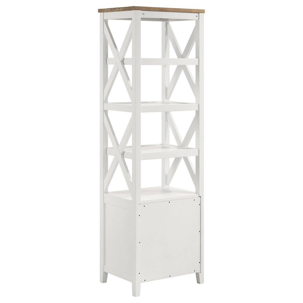 Hollis 4-shelf Wood Media Tower with Drawers Brown and White. Picture 6