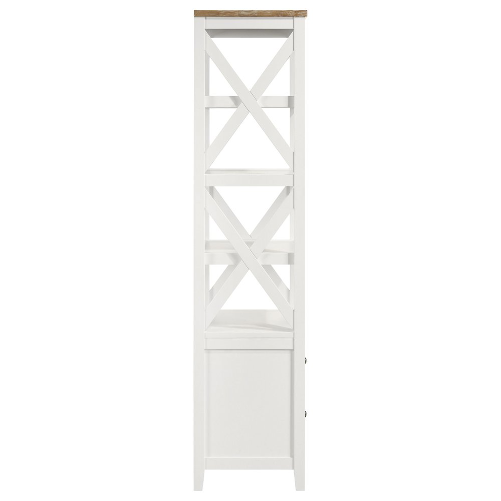 Hollis 4-shelf Wood Media Tower with Drawers Brown and White. Picture 8