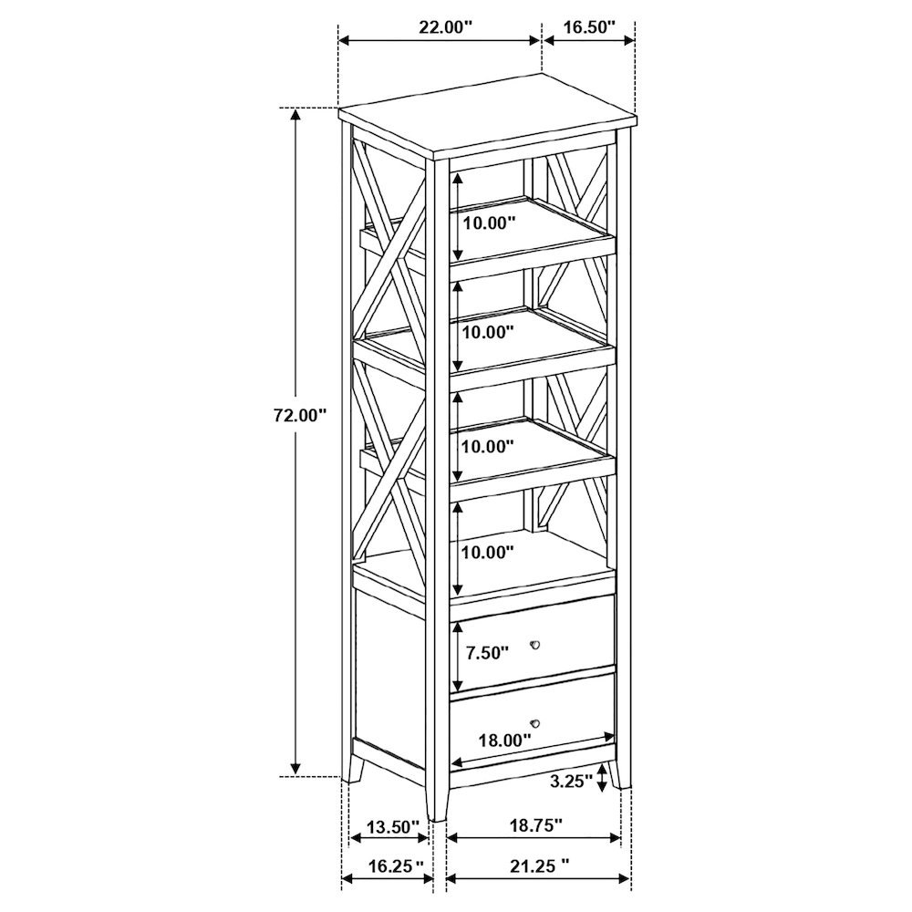 Hollis 4-shelf Wood Media Tower with Drawers Brown and White. Picture 13