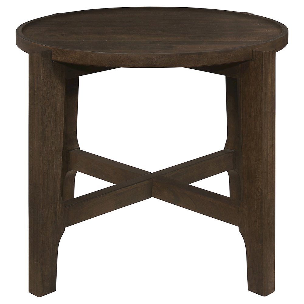 Cota Round Solid Wood End Table Dark Brown. Picture 3