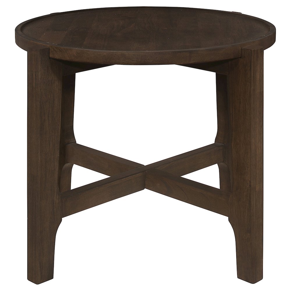 Cota Round Solid Wood End Table Dark Brown. Picture 4