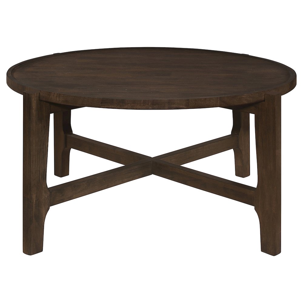 Cota Round Solid Wood Coffee Table Dark Brown. Picture 3