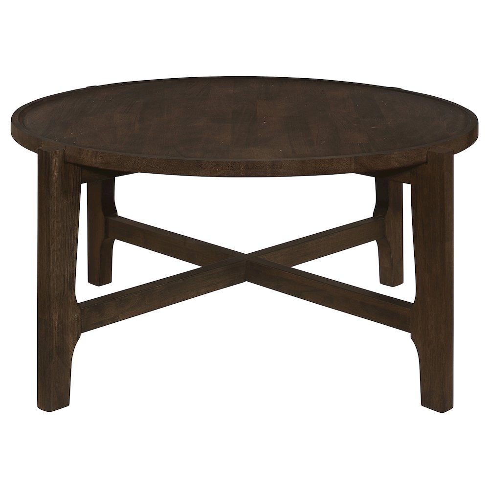 Cota Round Solid Wood Coffee Table Dark Brown. Picture 4