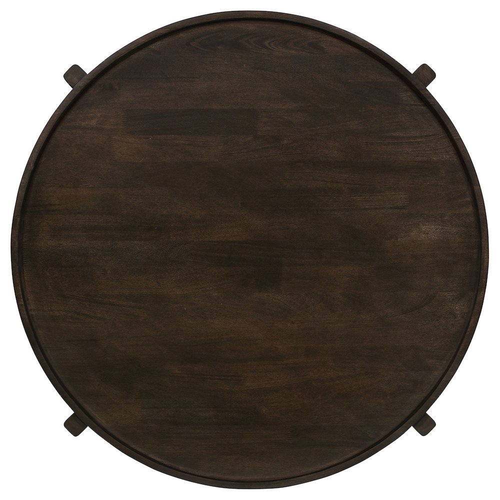 Cota Round Solid Wood Coffee Table Dark Brown. Picture 8