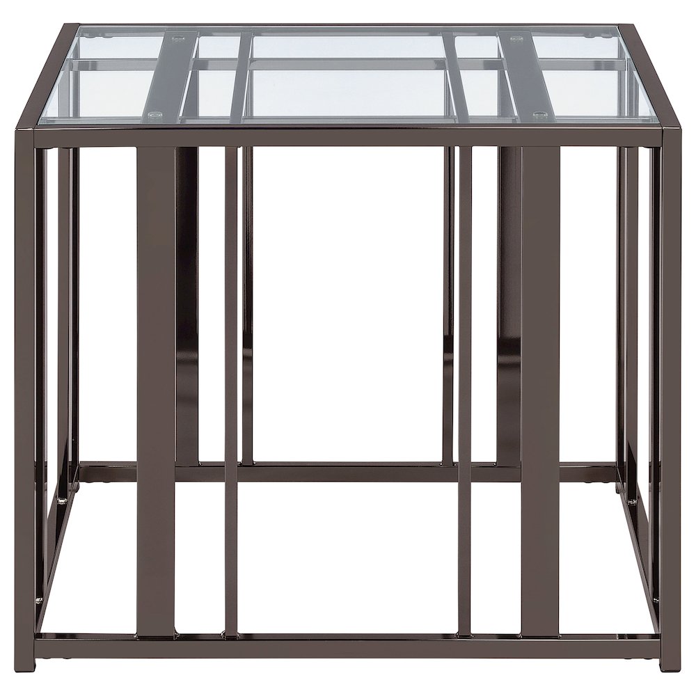 Adri Rectangular Glass Top Side End Table Black Nickel. Picture 7