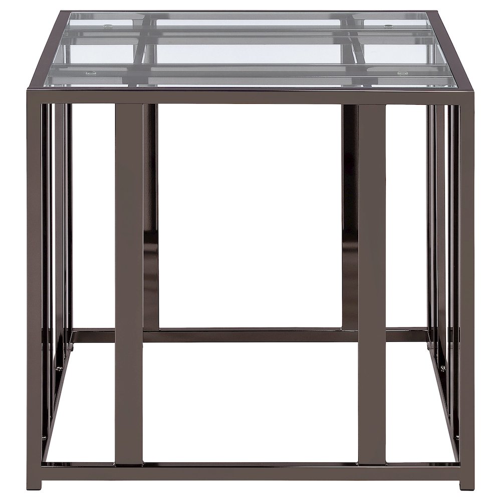 Adri Rectangular Glass Top Side End Table Black Nickel. Picture 9