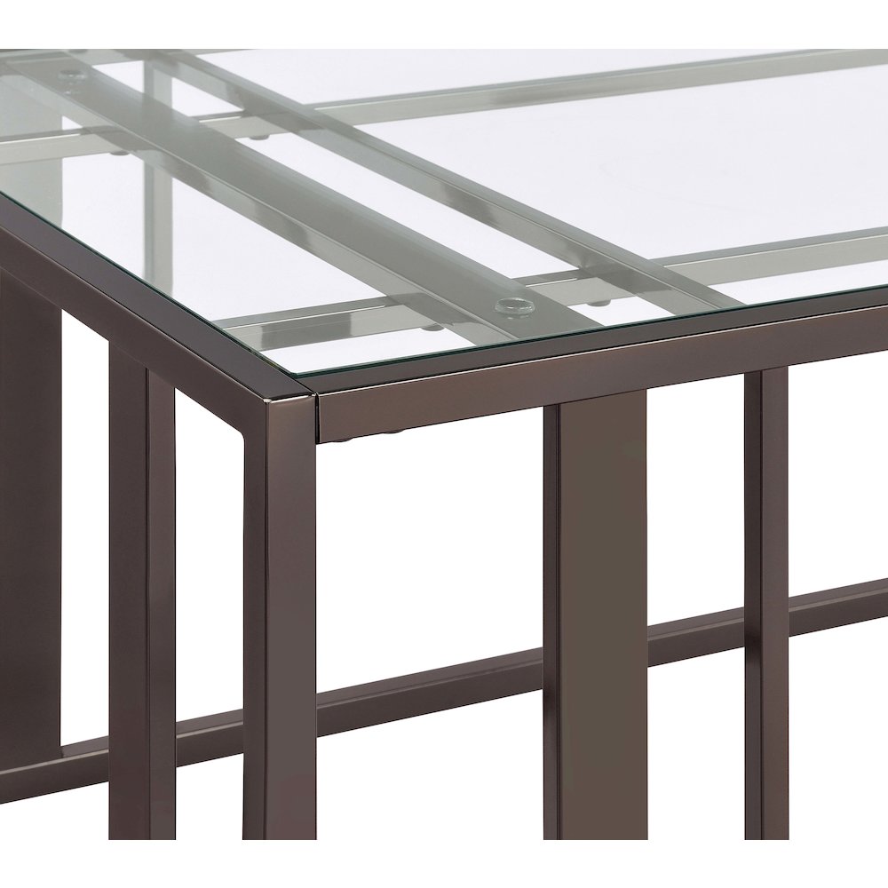 Adri Rectangular Glass Top Side End Table Black Nickel. Picture 13