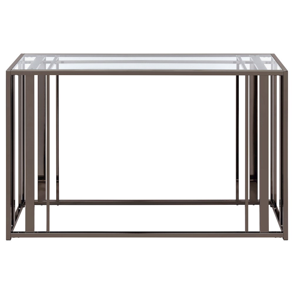 Adri Glass Top Entryway Sofa Console Table Black Nickel. Picture 3