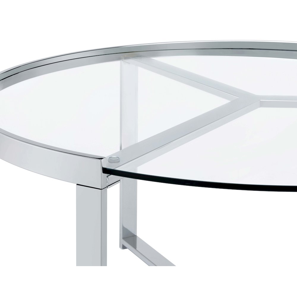 Delia 2-Piece Round Glass Top Nesting Coffee Table Chrome. Picture 12