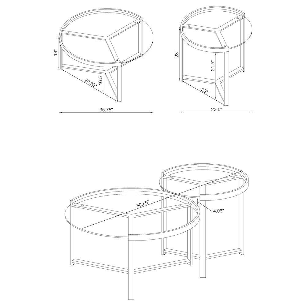 Delia 2-Piece Round Glass Top Nesting Coffee Table Chrome. Picture 13