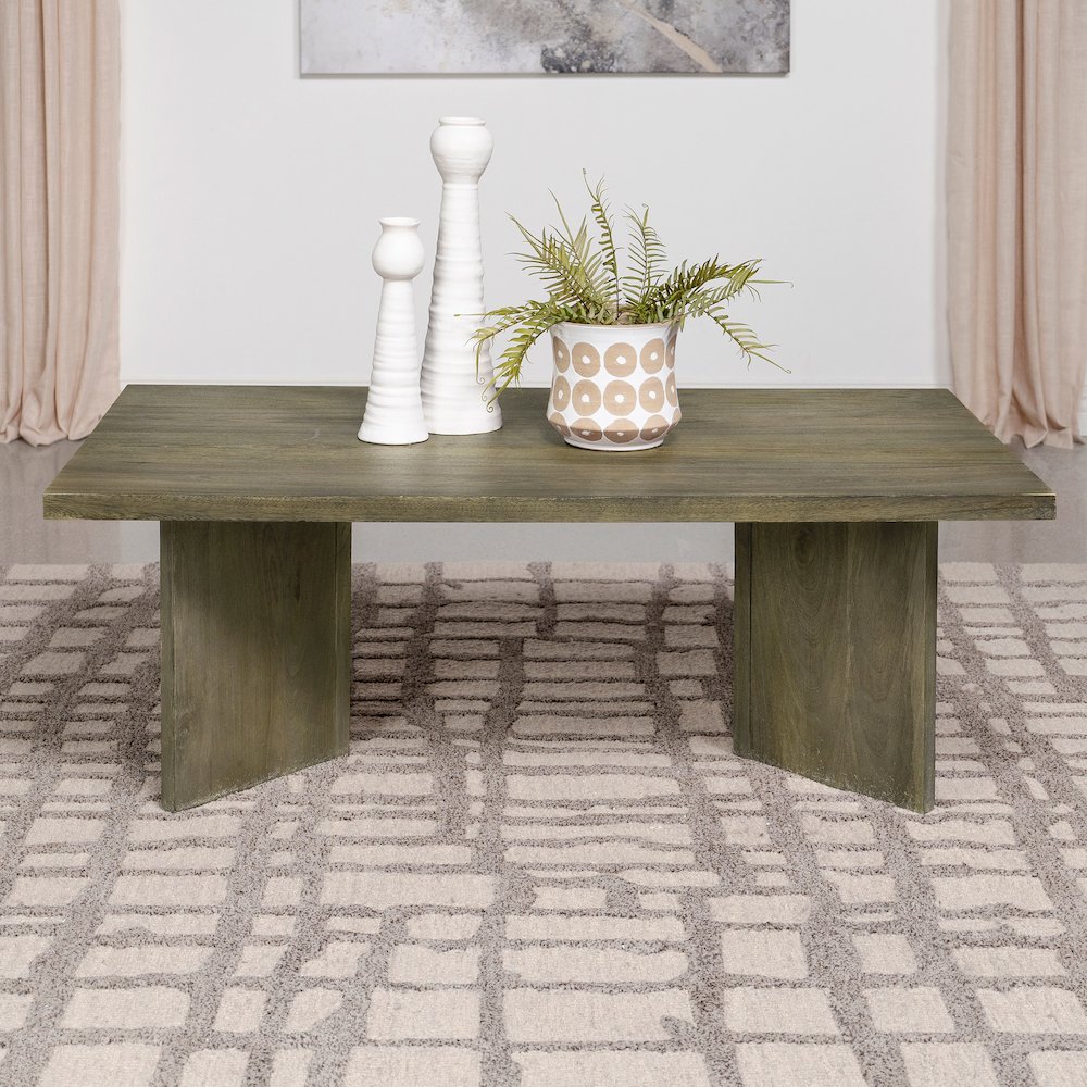 Andando Rectangular Solid Wood Coffee Table Mango Brown. Picture 5