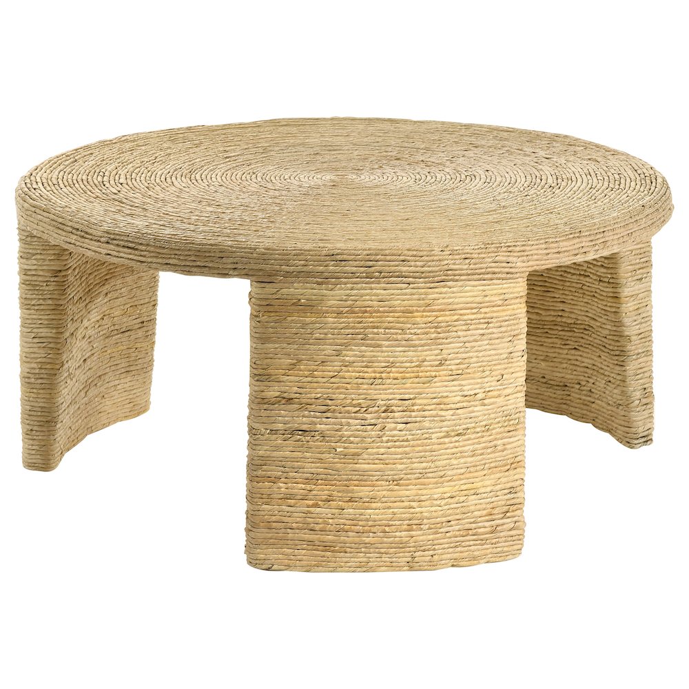 Artina Woven Rattan Round Coffee Table Natural Brown. Picture 1