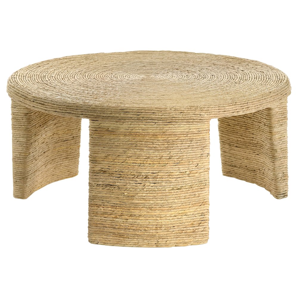Artina Woven Rattan Round Coffee Table Natural Brown. Picture 3