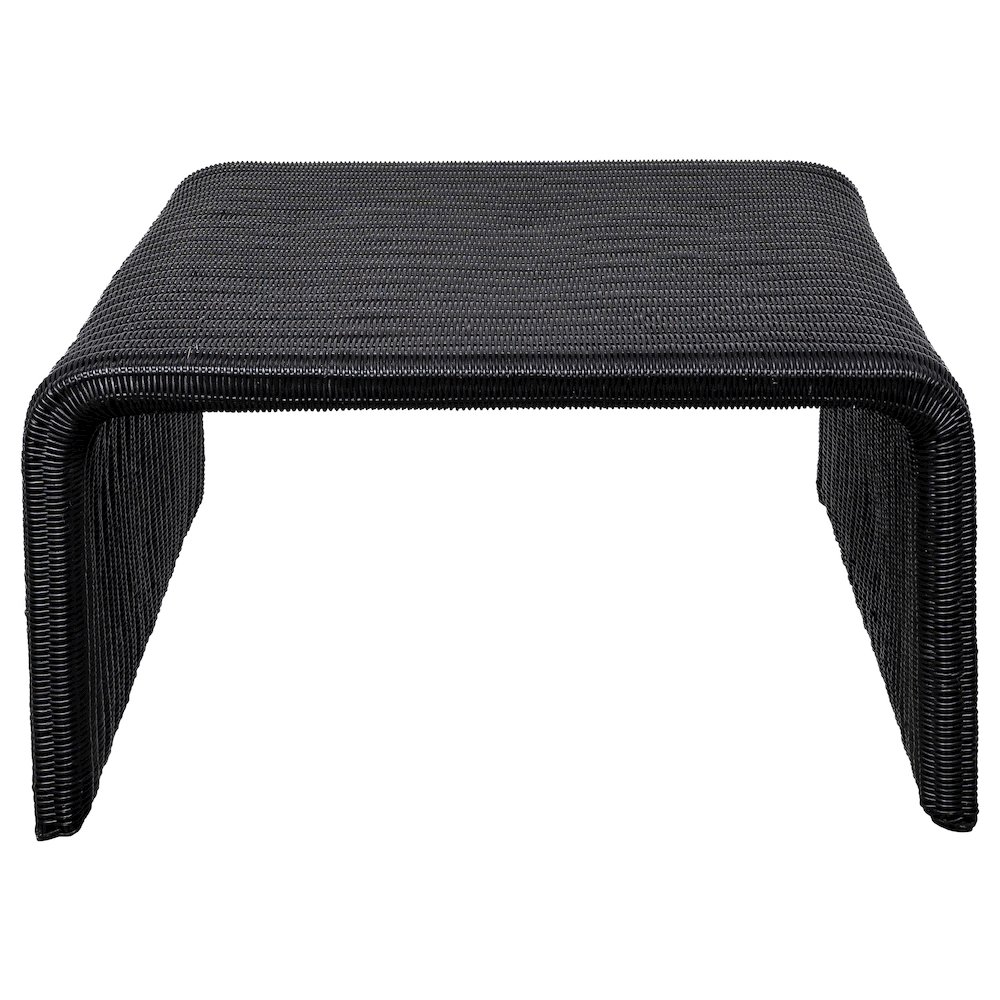 Cahya Woven Rattan Square Coffee Table Black. Picture 3