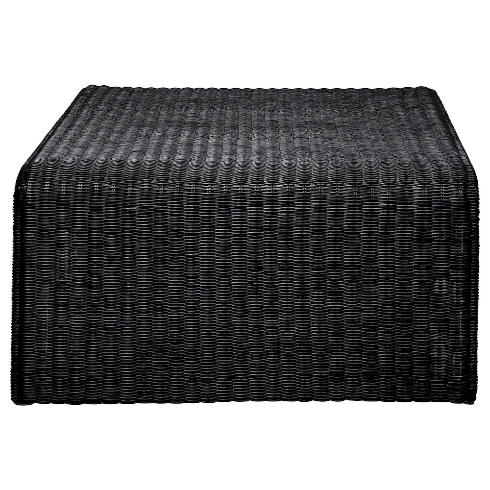 Cahya Woven Rattan Square Coffee Table Black. Picture 5