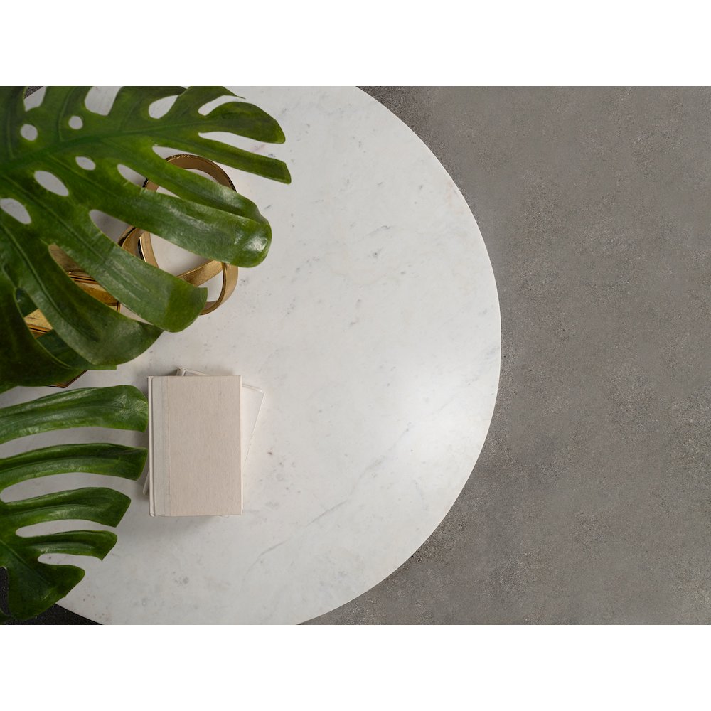 Astoria Round Genuine Marble Side End Table White. Picture 7