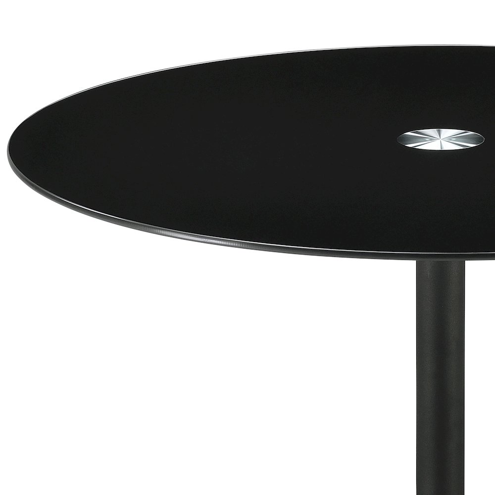 Ganso Round Metal End Table With Tempered Glass Top Black. Picture 6