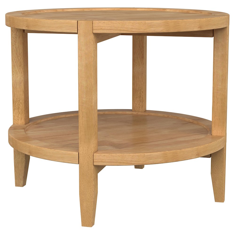Camillo Round Solid Wood Side End Table Maple Brown. Picture 3