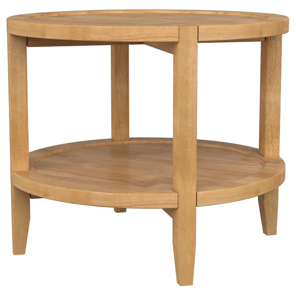 Camillo Round Solid Wood Side End Table Maple Brown. Picture 4