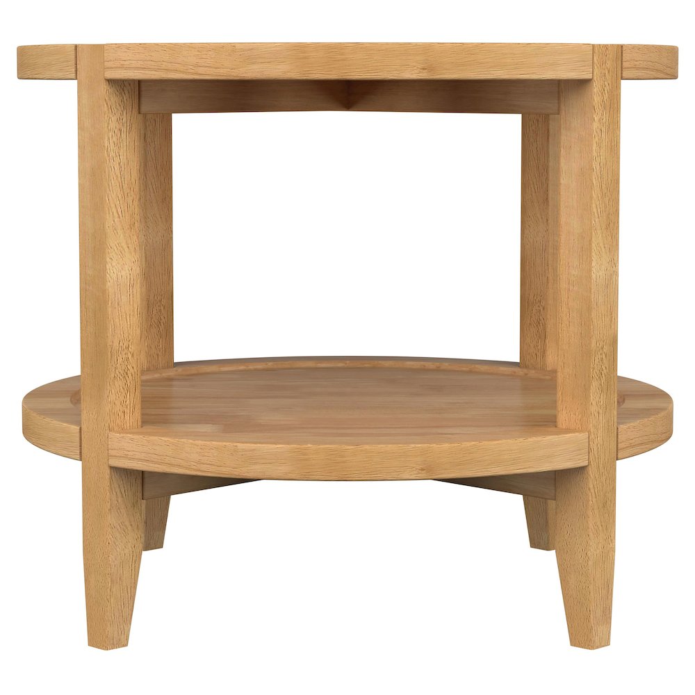 Camillo Round Solid Wood Side End Table Maple Brown. Picture 6