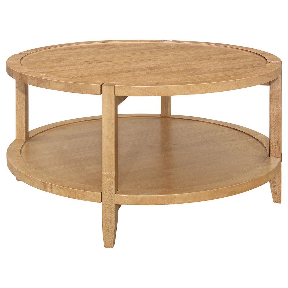 Camillo Round Solid Wood Coffee Table Maple Brown. Picture 2