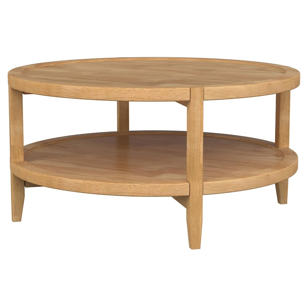 Camillo Round Solid Wood Coffee Table Maple Brown. Picture 4