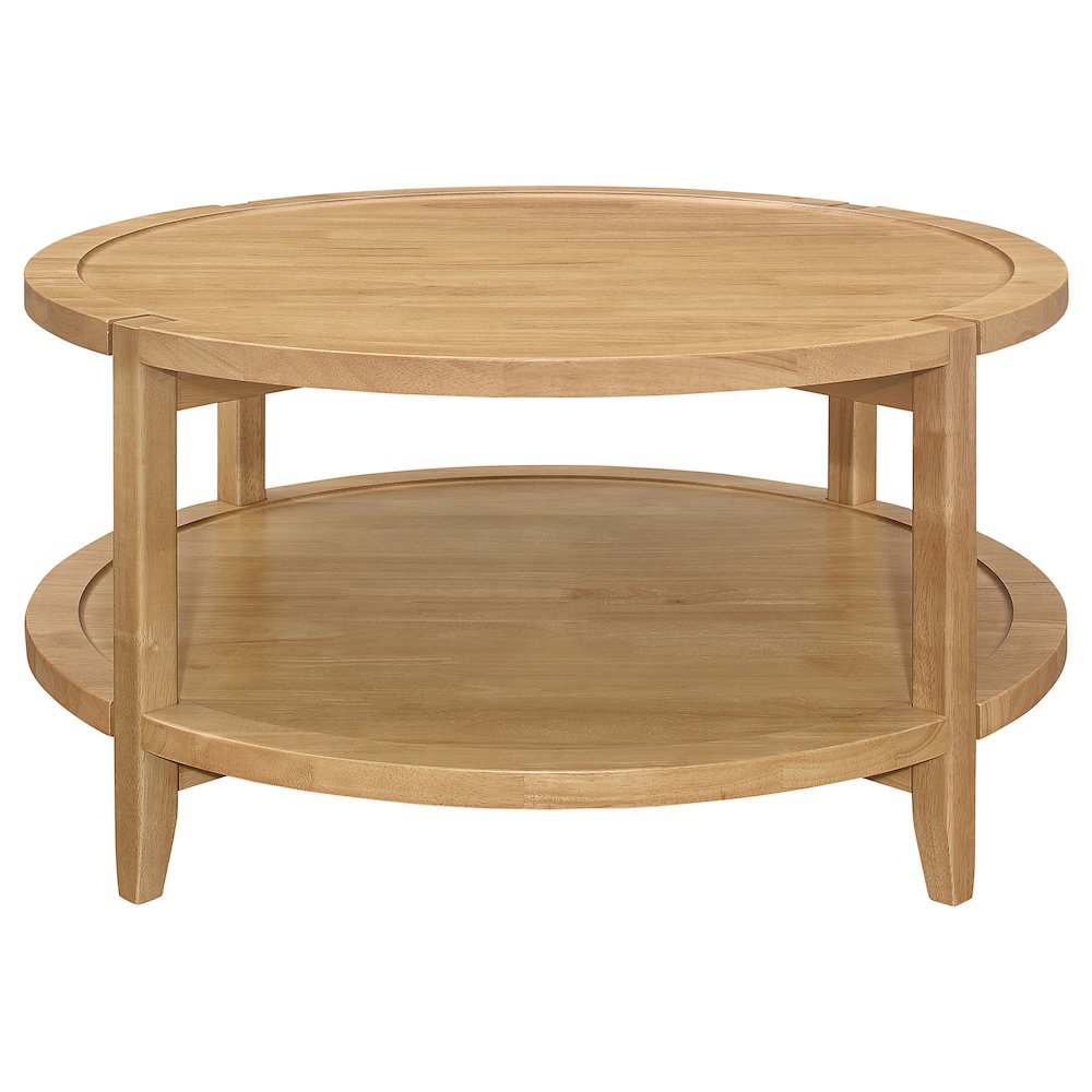 Camillo Round Solid Wood Coffee Table Maple Brown. Picture 5