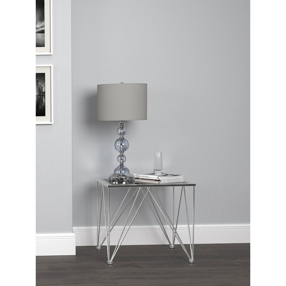 Chalet Square Smoked Glass Top End Table Chrome. Picture 2