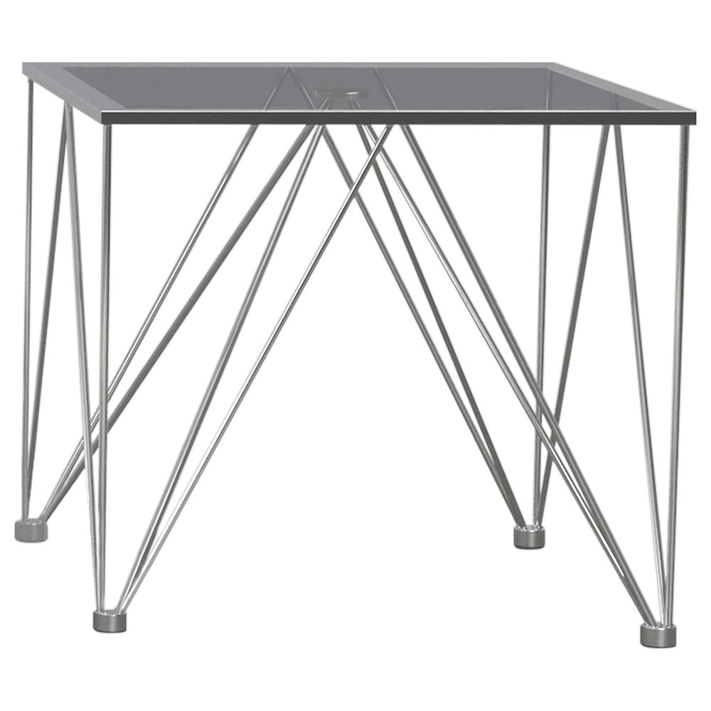 Chalet Square Smoked Glass Top End Table Chrome. Picture 1