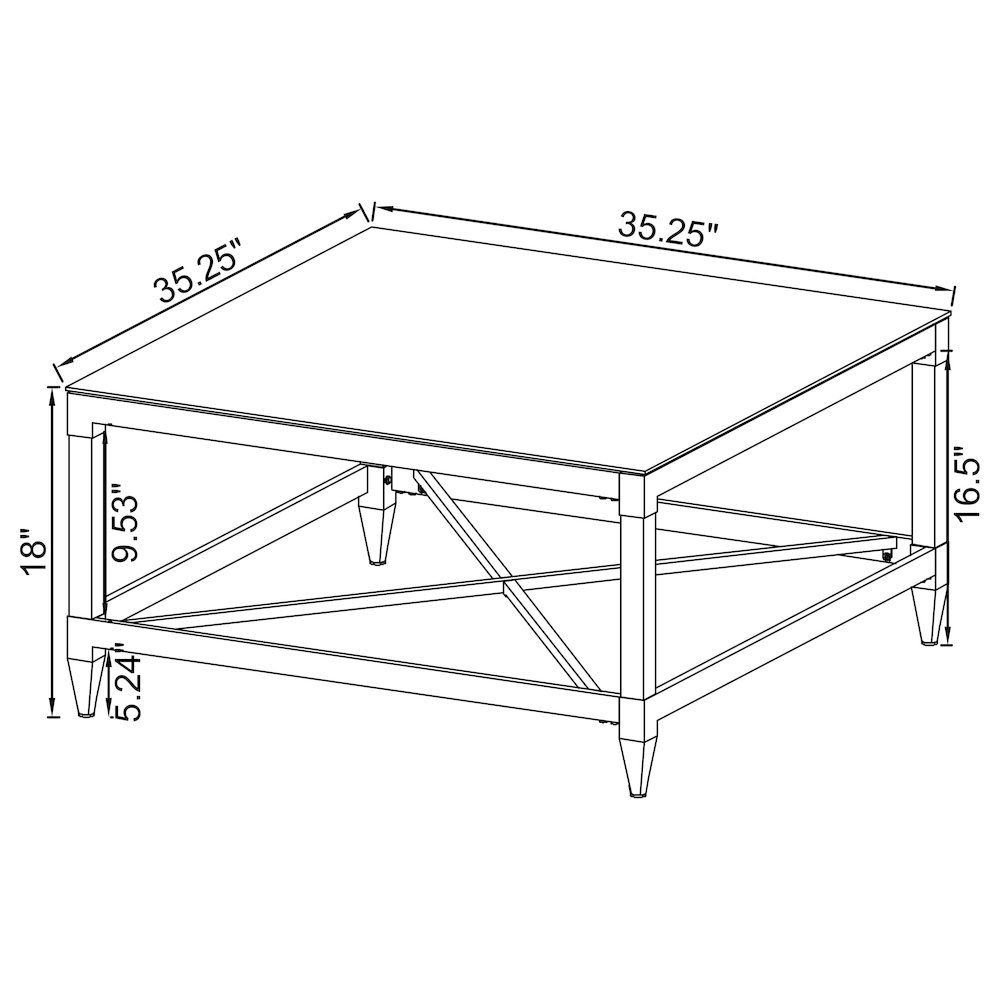 Lindley Square Tempered Mirror Acrylic Coffee Table Chrome. Picture 11